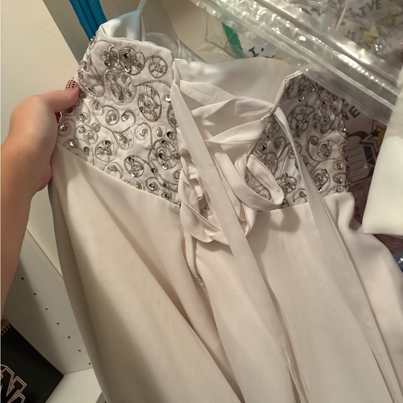White Strapless Dress with Silver Embellishments - Picture 2 of 2
